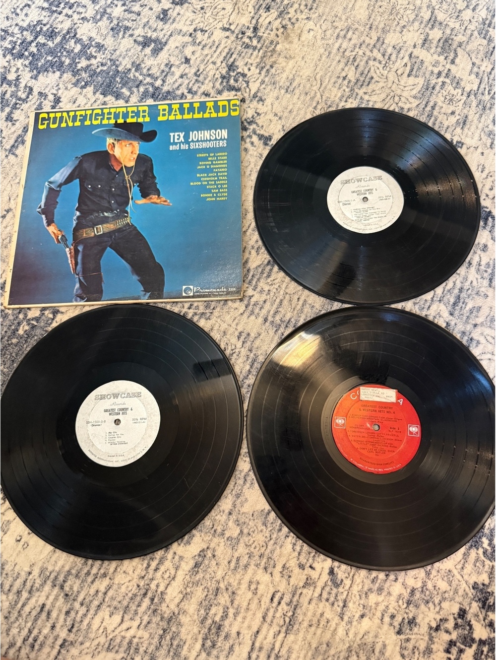 Lot 4 Vintage Country Western Vinyl LPs Tex Johnson + More